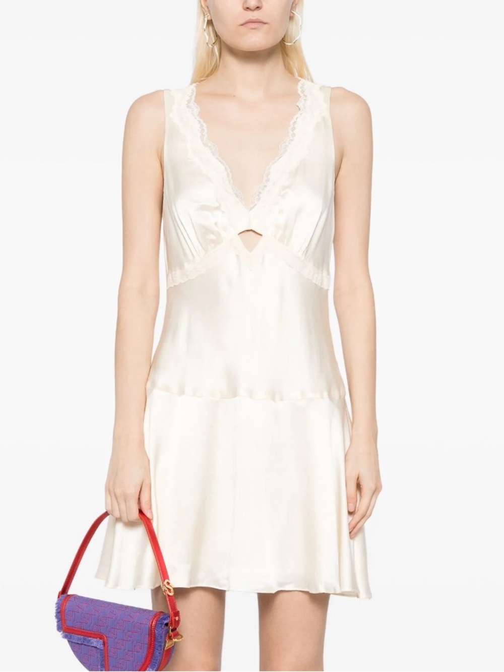 Reformation Ivory Belva Silk Dress